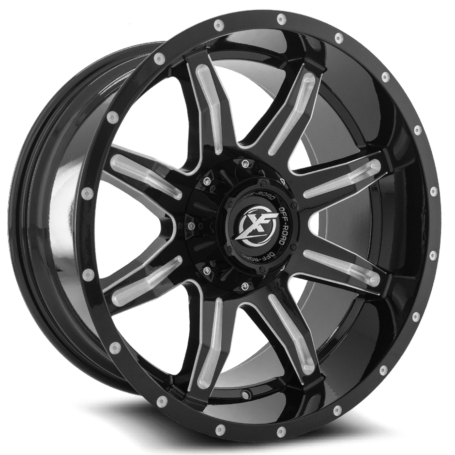 XF Off-Road XF-215 20x10 5x139.7/5x150 ET -24 (Gloss Black & Milled) - XF-215201051397150-24GBML