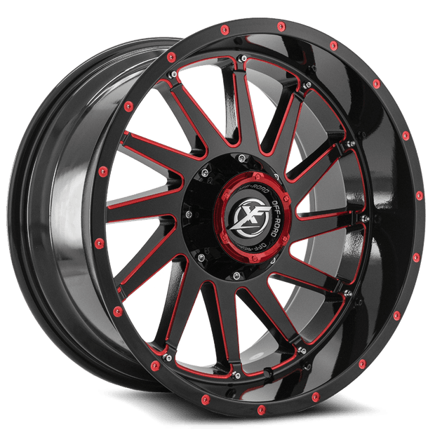 XF Off-Road XF-216 20x10 5x139.7/5x150 ET -24 (Gloss Black & Red Milled) - XF-216201051397150-24GBMLR