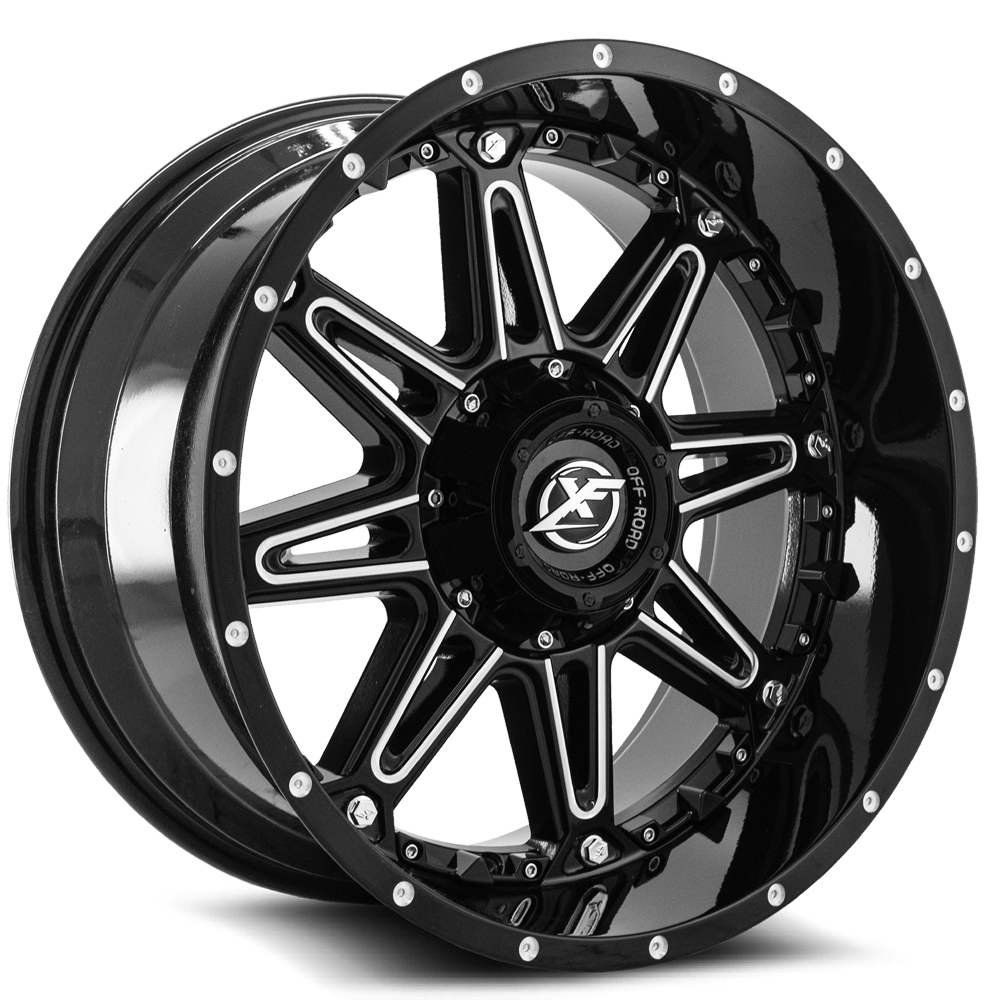 XF Off-Road XF-217 22x12 5x139.7/5x150 ET -44 (Gloss Black & Milled + Black Inserts) - XF-217221251397150-44GBMLBISXFR