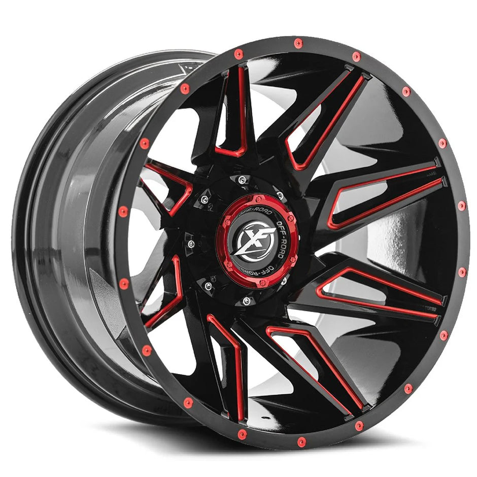 XF Off-Road XF-218 20x10 5x139.7/5x150 ET -24 (Gloss Black & Red Milled) - XF-218201051397150-24GBMLR