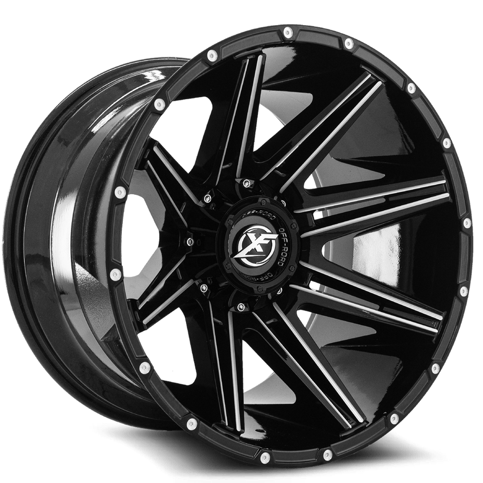 XF Off-Road XF-220 17x9 5x127/5x139.7 ET 12 (Gloss Black & Milled) - XF-22017951271397+12GBML