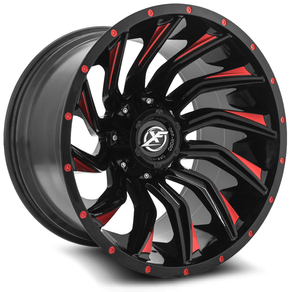 XF Off-Road XF-224 26x14 5x139.7/5x150 ET -76 (Gloss Black & Red Milled) - XF-224261451397150-76GBMLR