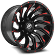 XF Off-Road XF-224 26x14 5x139.7/5x150 ET -76 (Gloss Black & Red Milled) - XF-224261451397150-76GBMLR