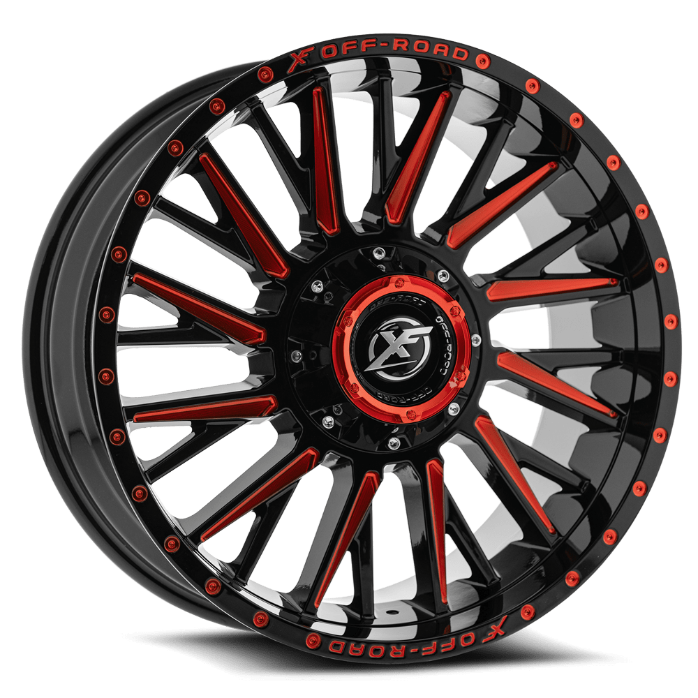 XF Off-Road XF-226 22x12 6x135/6x139.7 ET -44 (Gloss Black & Red Milled) - XF-226221261351397-44GBMLR