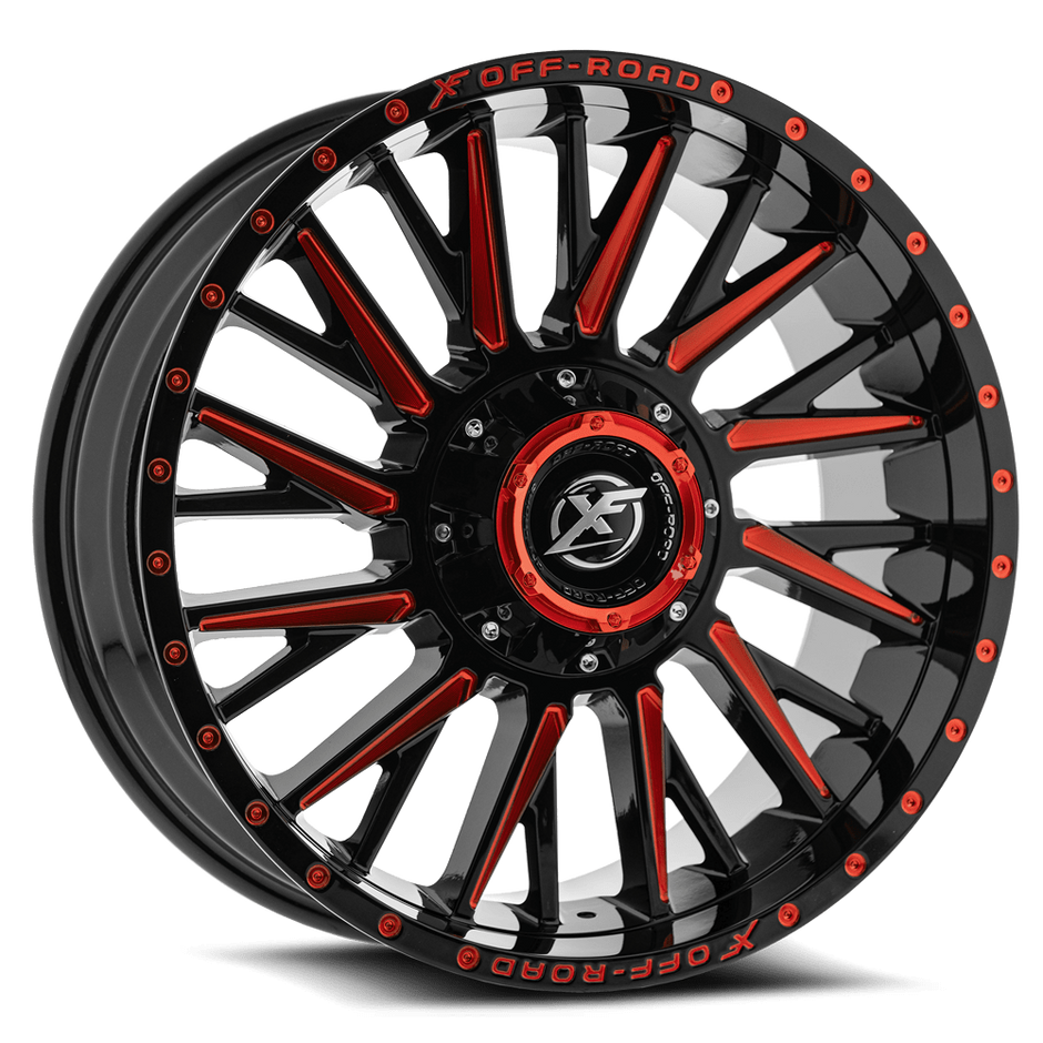 XF Off-Road XF-226 22x12 6x135/6x139.7 ET -44 (Gloss Black & Red Milled) - XF-226221261351397-44GBMLR