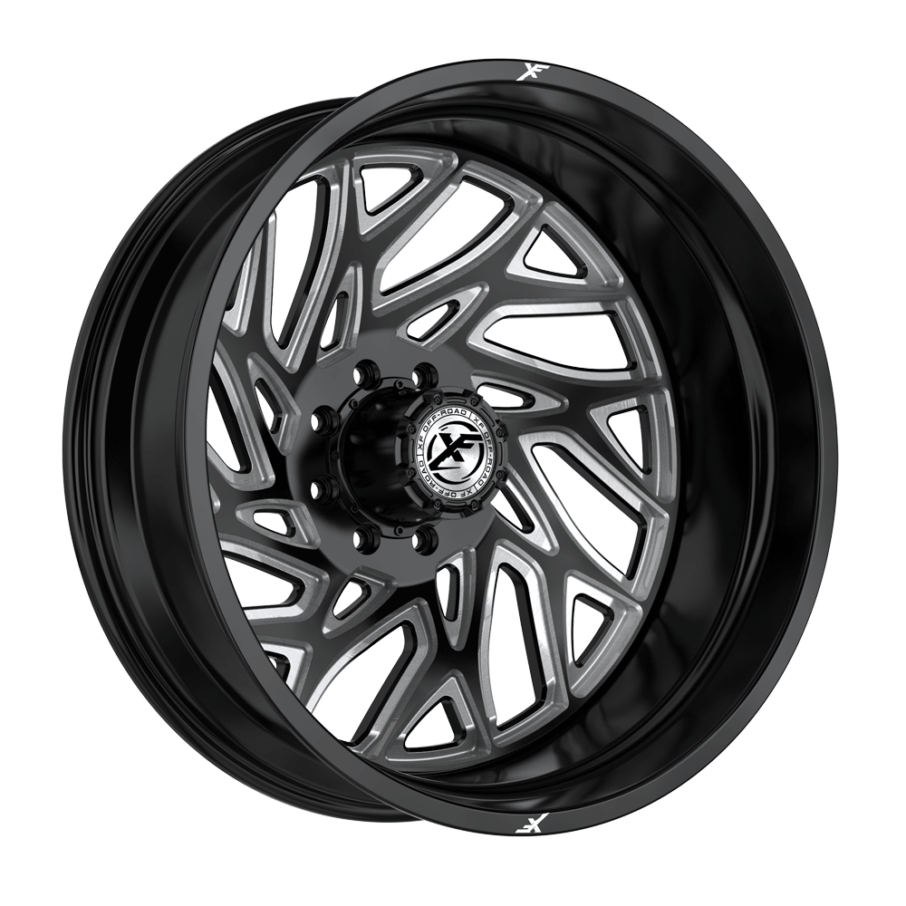 XF Off-Road XF-229 Dually Outer Stock/Leveled 24x8.25 8x165.1 -215 Cb 121.3 Gloss Black & Milled