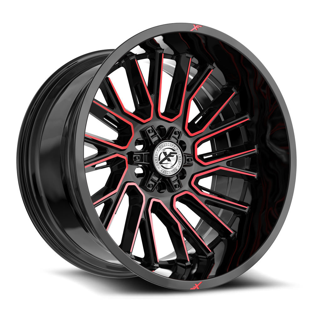 XF Off-Road XF-230 22x10 6x135/6x139.7 ET -24 (Gloss Black & Red Machined) - XF-230221061351397-24GBMRED