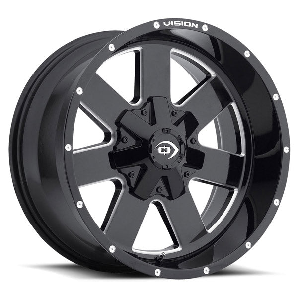Vision Arc 20x9 6x139.7 -12mm Gloss Black Milled Spoke : 411-2983MS-12