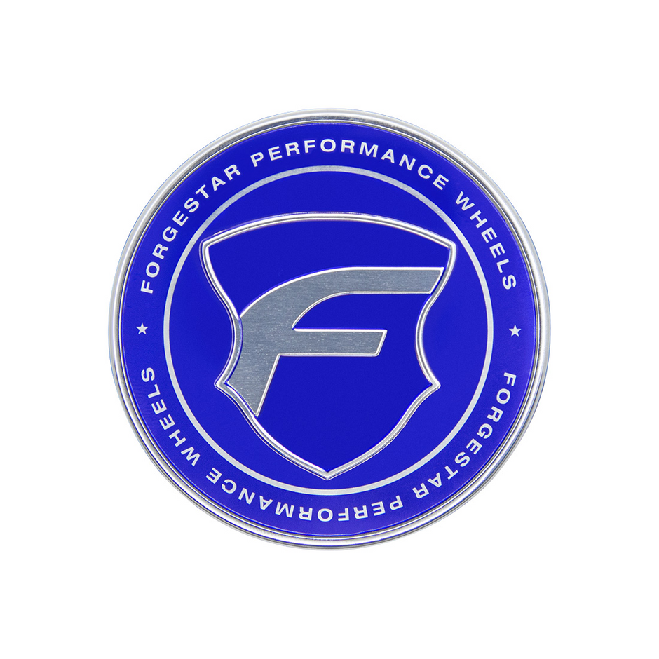 Forgestar 2.45" O-Ring Cap Flat Chrome base/Gloss Blue Lens/CHR Logo - 10F1763CHGVC