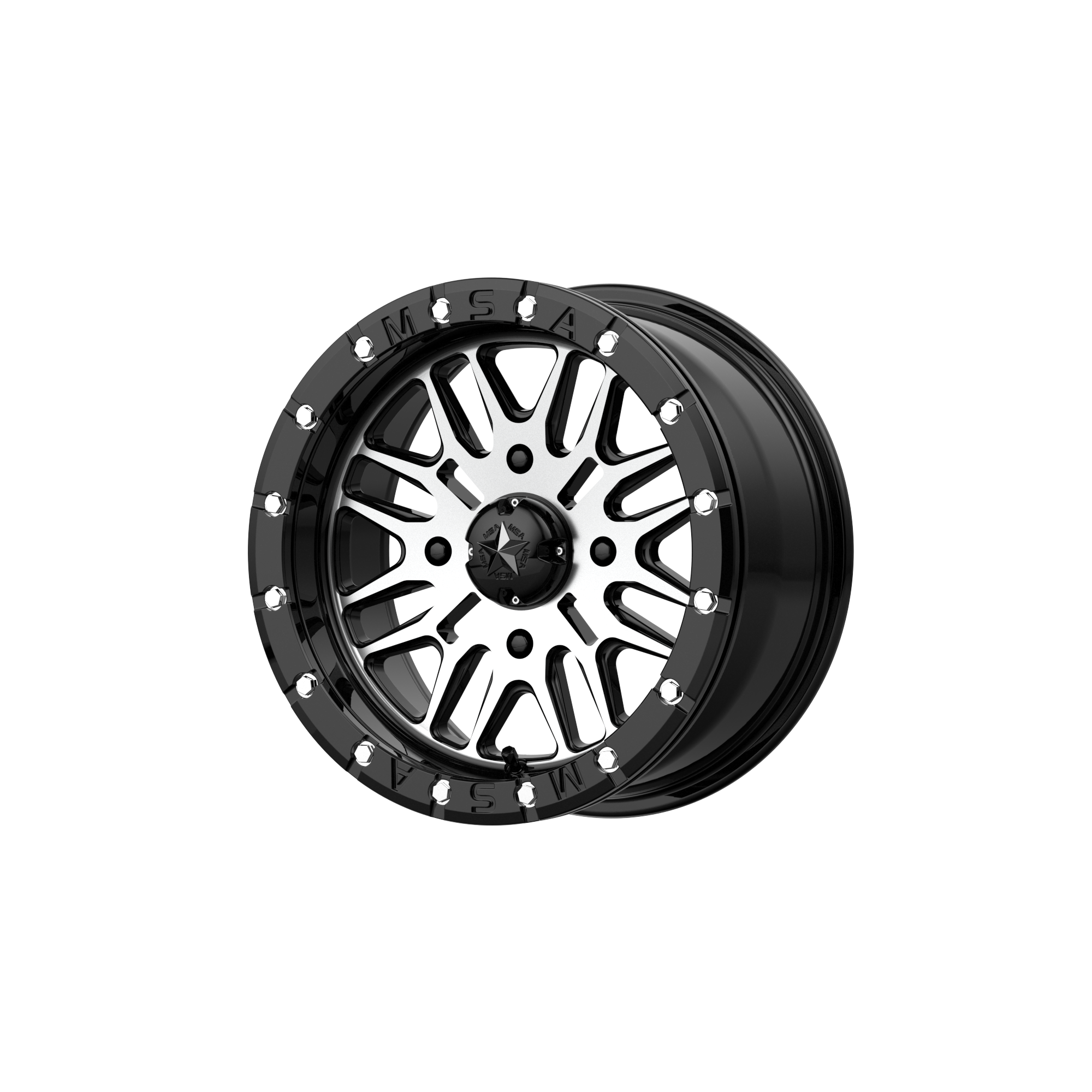 MSA Offroad Wheels M37 Brute UTV Beadlock 18x7 4x137 G-BLK MACH - M37-018737