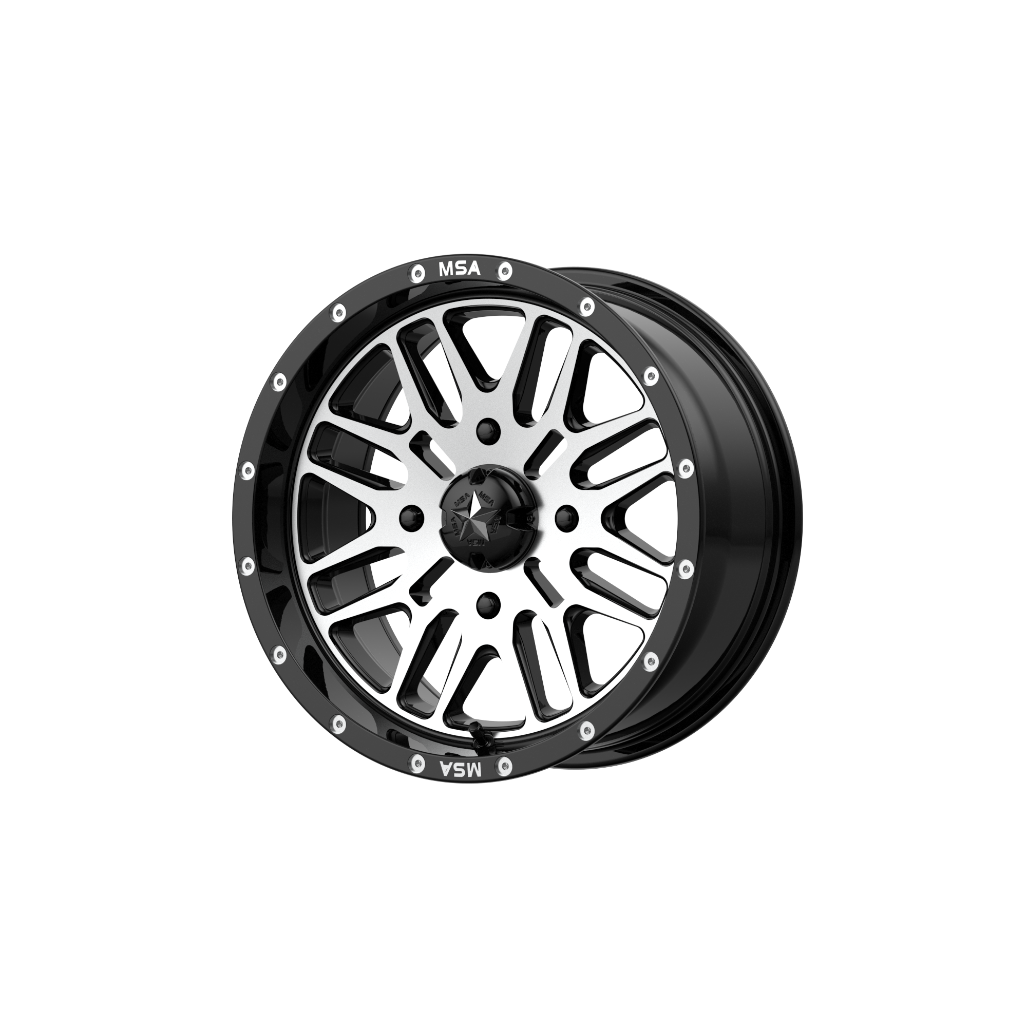 MSA Offroad Wheels M38 Brute UTV 14x7 4x110 G-BLK MACH - M38-04710