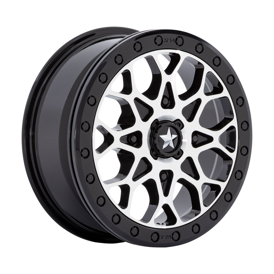 MSA Offroad Wheels M48 Portal UTV Beadlock 15x6 4x110 G-BLK-MACH BLK-RG - MA048BD15604038