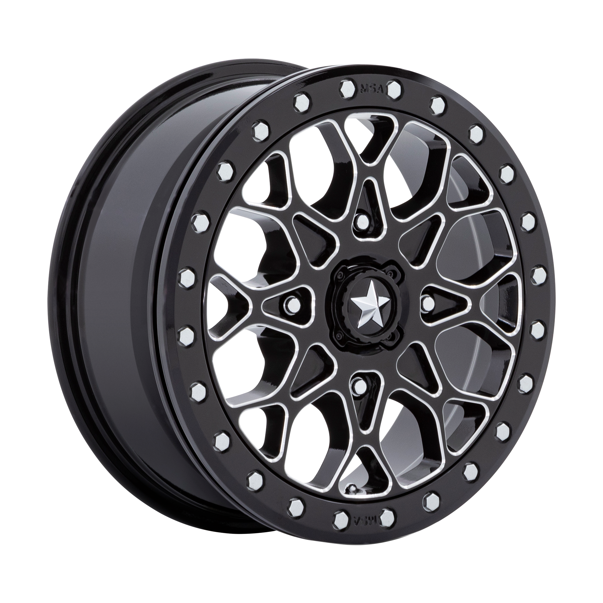 MSA Offroad Wheels M48 Portal UTV Beadlock 15x6 4x137 G-BLK-MILL BLK-RG - MA048BE15604838