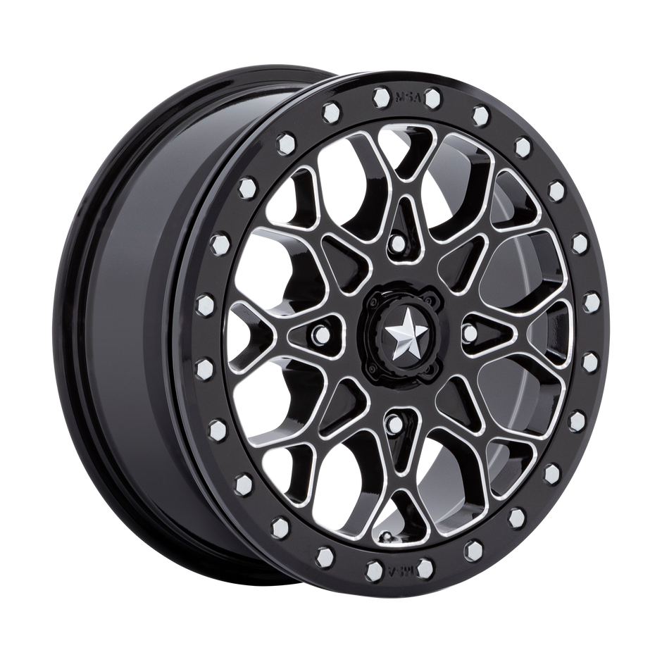 MSA Offroad Wheels M48 Portal UTV Beadlock 15x6 4x156 G-BLK-MILL BLK-RG - MA048BE15604438