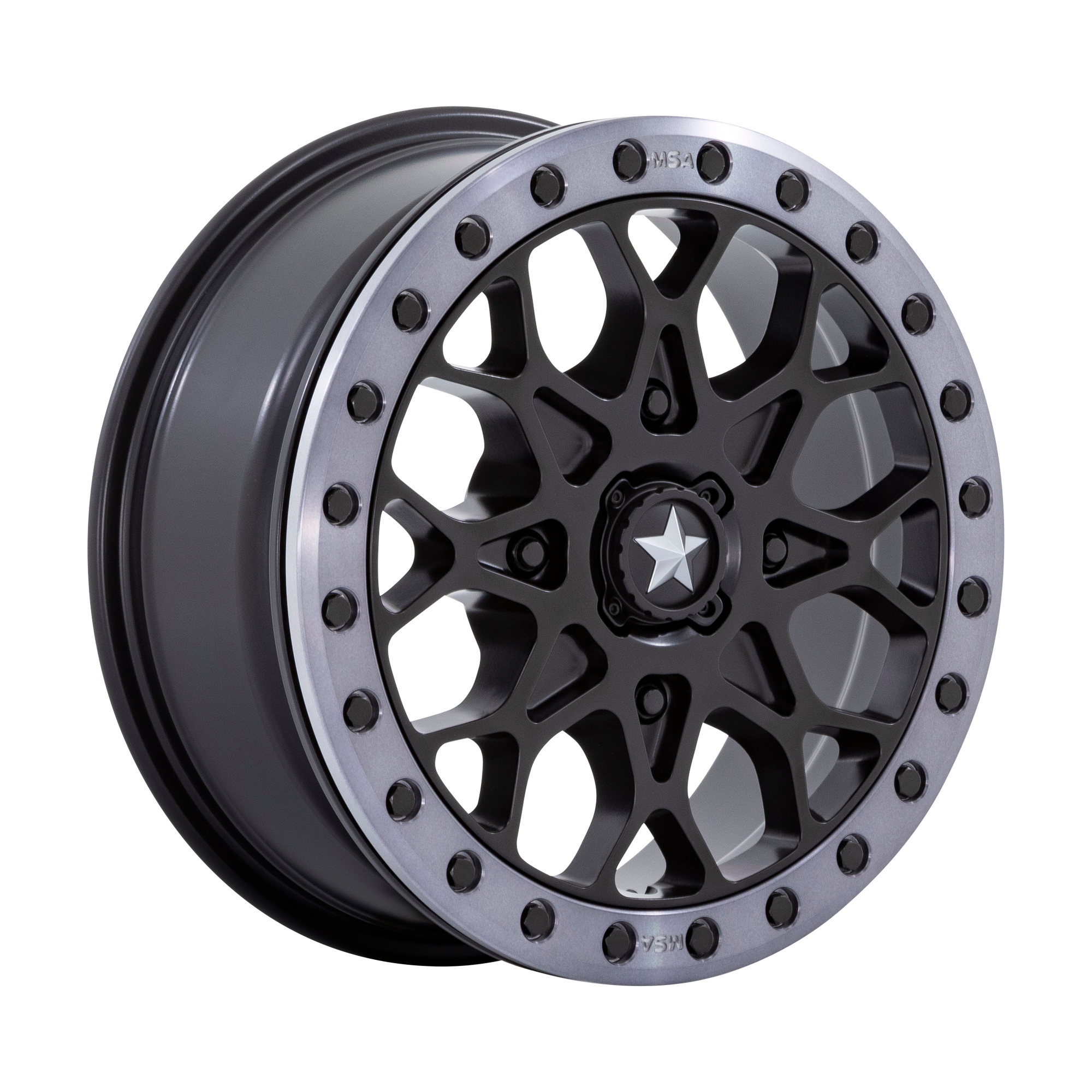 MSA Offroad Wheels M48 Portal UTV Beadlock 15x6 4x110 S-BLK GRY-RG - MA048MT15604038