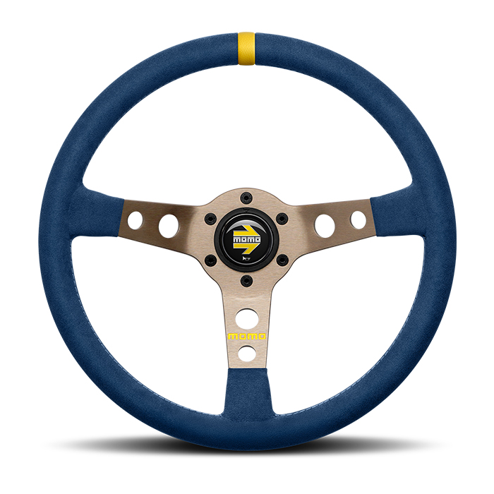 Steering Wheel - MOD.07, 350 Diam, 72 Dish, Blue Microfiber, Anthracite Anodized Spokes, 1 Stripe - R1905/35MBL