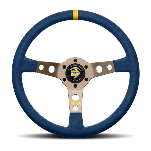 Steering Wheel - MOD.07, 350 Diam, 72 Dish, Blue Microfiber, Anthracite Anodized Spokes, 1 Stripe - R1905/35MBL