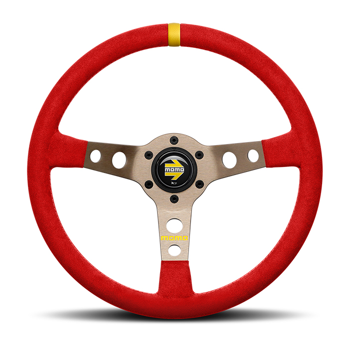 Steering Wheel - MOD.07, 350 Diam, 72 Dish, Red Microfiber,Anthracite Anodized Spokes, 1 Stripe - R1905/35MR