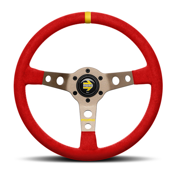 Steering Wheel - MOD.07, 350 Diam, 72 Dish, Red Microfiber,Anthracite Anodized Spokes, 1 Stripe - R1905/35MR