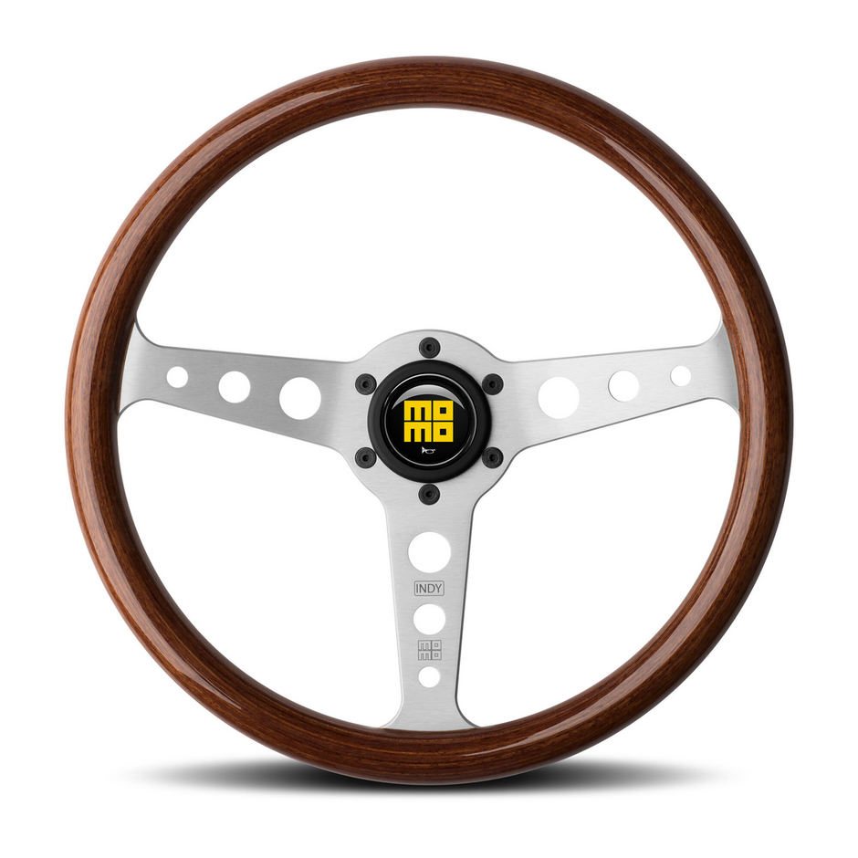 Steering Wheel - Indy, 350 Diam, 37 Dish, Mahogany Wood, Brshd Spokes - IND35MA0P