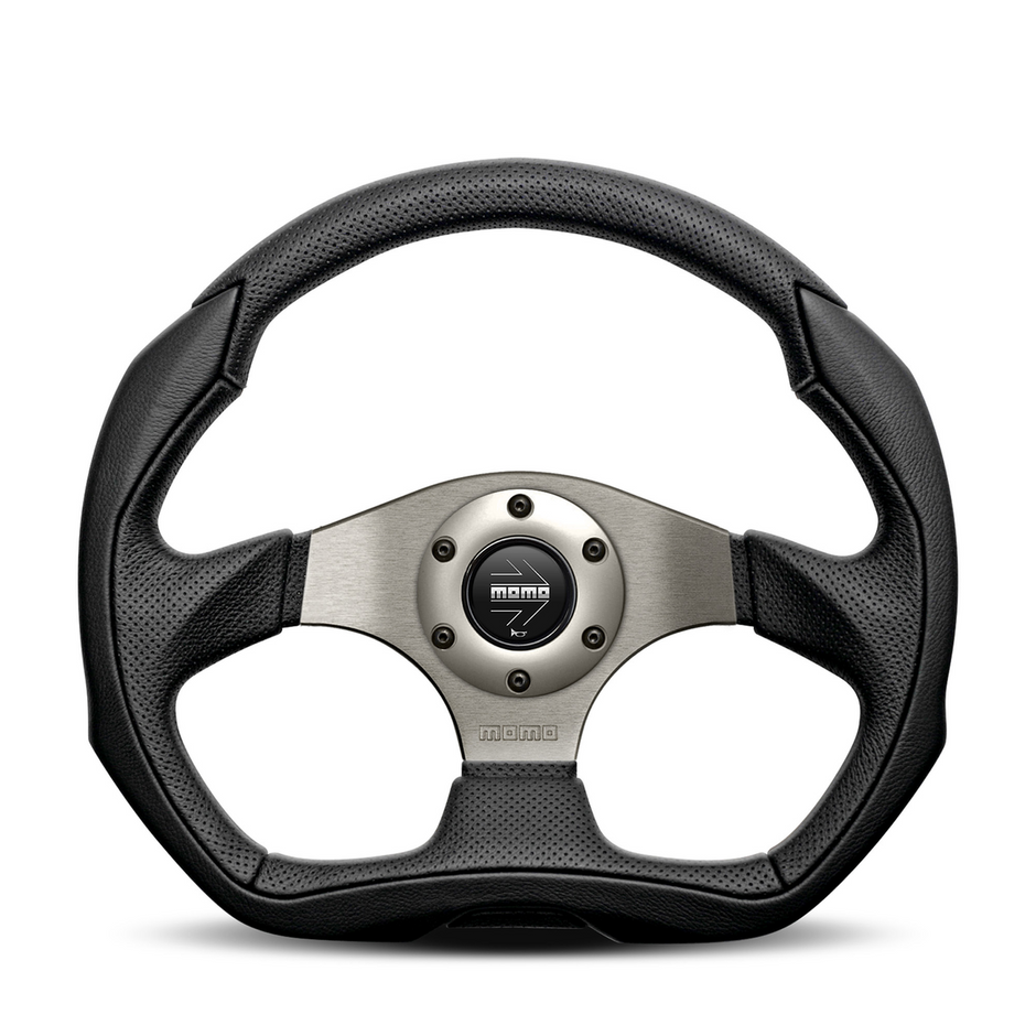 Steering Wheel - Eagle, 350 Diam, 40 Dish, Blk Leather, Anth Spokes - EAG35BK0S