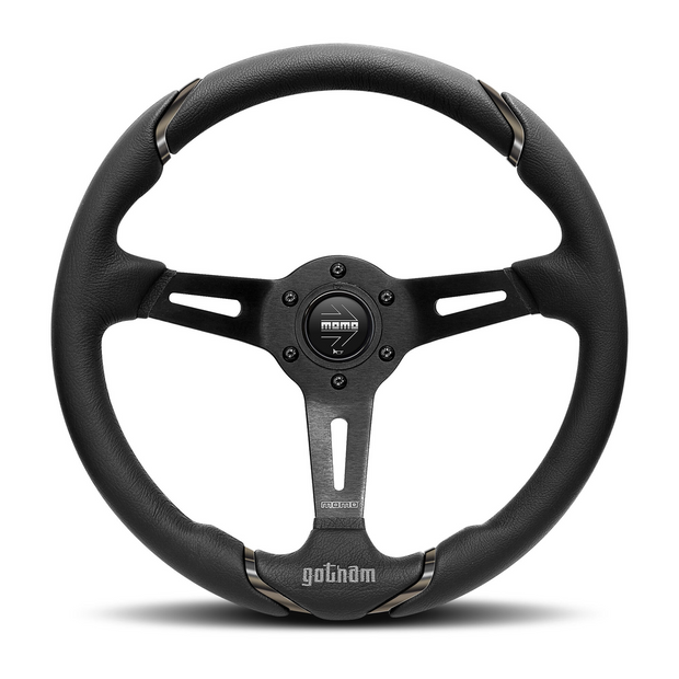 Steering Wheel - Gotham, 350 Diam, 70 Dish, Blk Leather, Blk Spokes - GOT35BK0B