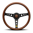Steering Wheel - MOD. 07, 350 Diam, 72 Dish, Mahogany Wood, BLK Spokes, Tobacco leather Horn - RH1905/35A0B