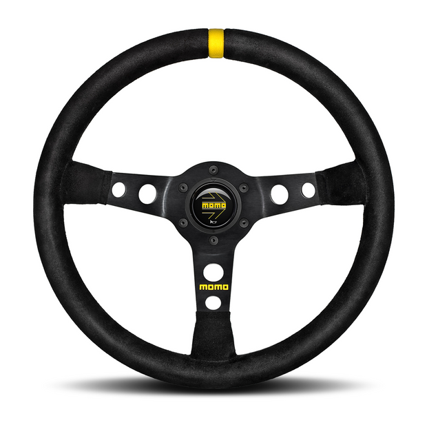 Steering Wheel - MOD.07, 350 Diam, 72 Dish, Blk Suede, Blk Spokes, 1 Stripe - R1905/35S