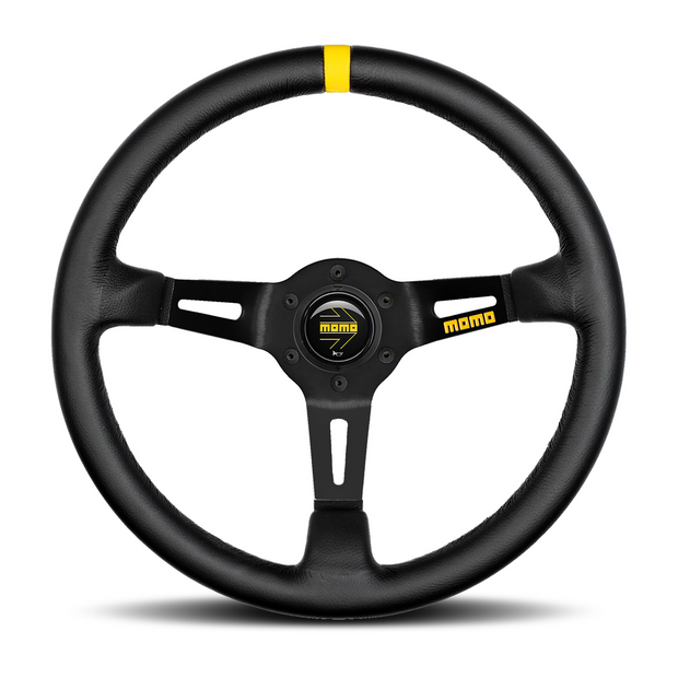 Steering Wheel - MOD.08, 350 Diam, 88 Dish, Blk Leather, Blk Spokes, 1 Stripe - R1908/35L