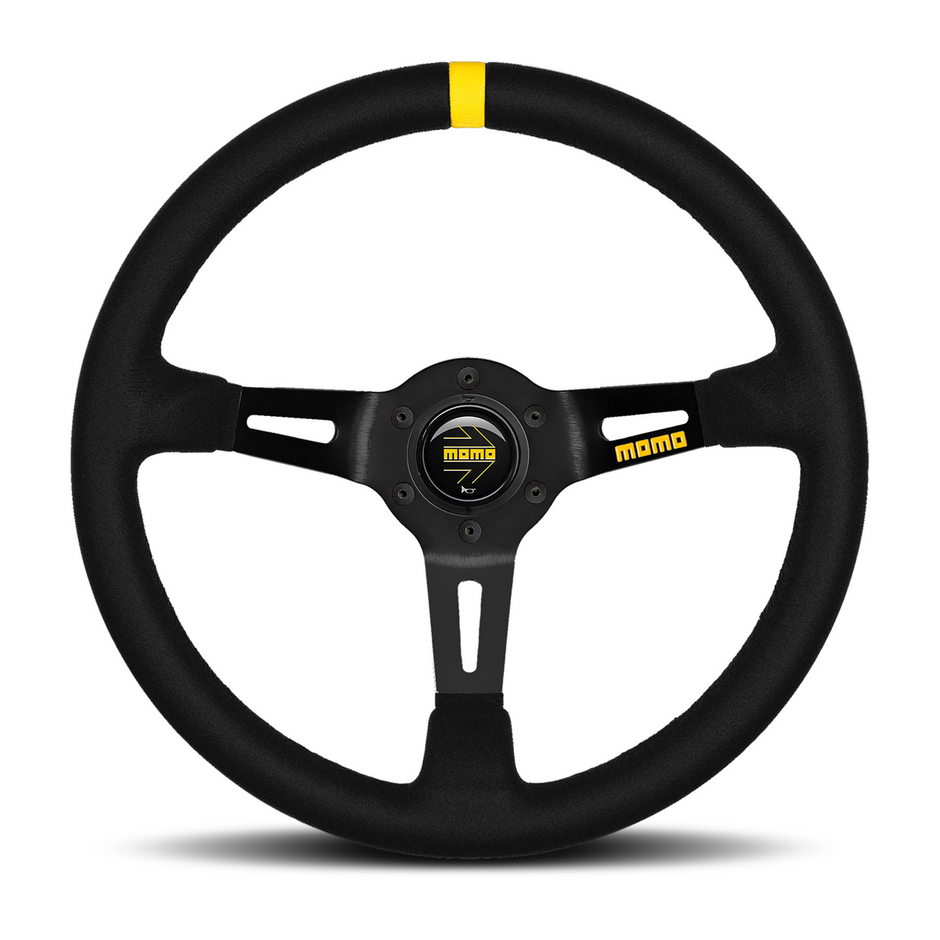 Steering Wheel - MOD.08, 350 Diam, 88 Dish, Blk Suede, Blk Spokes, 1 Stripe - R1908/35S