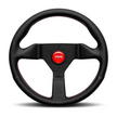Steering Wheel - Montecarlo, 320 Diam, 40 Dish, Blk Lea, Red Stitch, Blk Spokes - MCL32BK3B