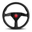 Steering Wheel - Montecarlo, 350 Diam, 40 Dish, Blk Lea, Red Stitch, Blk Spokes - MCL35BK3B