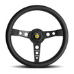 Steering Wheel - Prototipo 6C, 350 Diam, 39 Dish, Blk Lea, Gry St, Cbn Fbr Spoke - PRO35BK1C