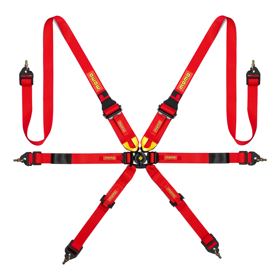 MOMO Corsa Harness FIA 6pt HANS, 3x2x2, Red Clip in, Cam Lock - MO1255120001