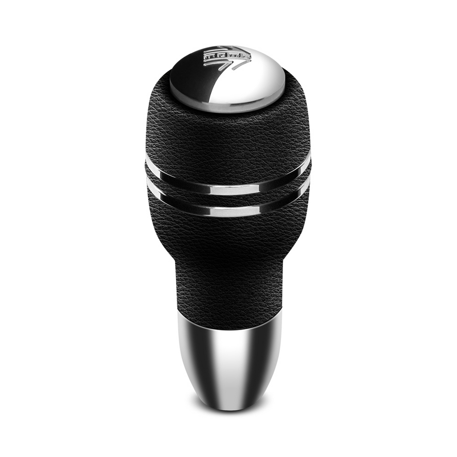 Shift Knob - Automatico, Black Leather, Chrome Insert