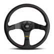 Steering Wheel - Tuner, 350 Diam, 37 Dish, Blk Leather, Red Stitch, Blk Spokes - TUN35BK0B