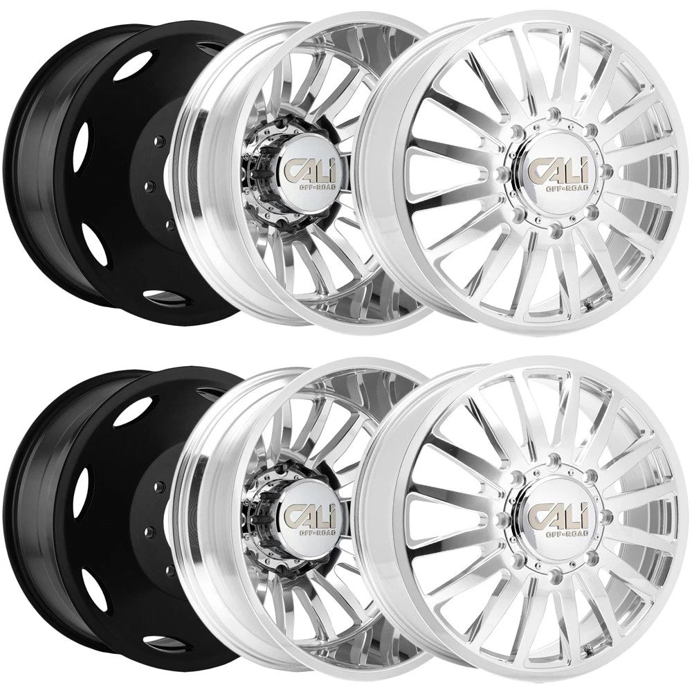 CALI OFF-ROAD SUMMIT DUALLY 9110D POLISHED/MILLED SPOKES 20X8.25 8-165.1 (LIFTED)