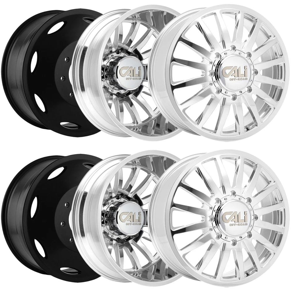 CALI OFF-ROAD SUMMIT DUALLY 9110D POLISHED/MILLED SPOKES 20X8.25 8-200 (LIFTED)
