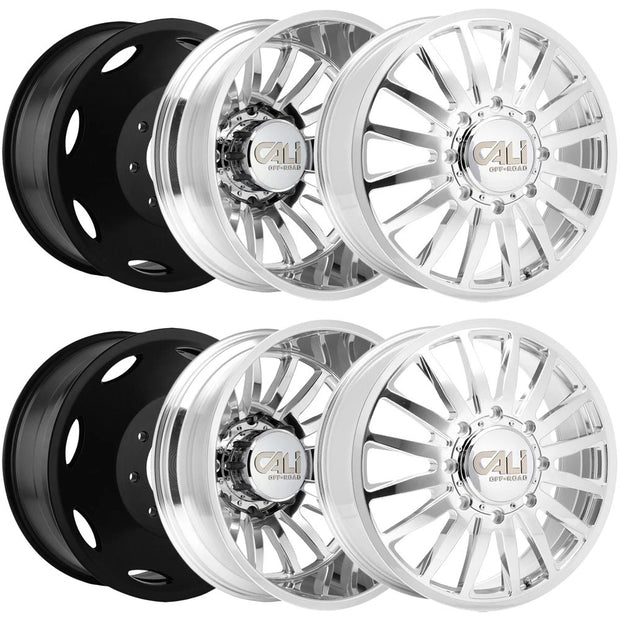 CALI OFF-ROAD SUMMIT DUALLY 9110D POLISHED/MILLED SPOKES 20X8.25 8-165.1 (LIFTED)