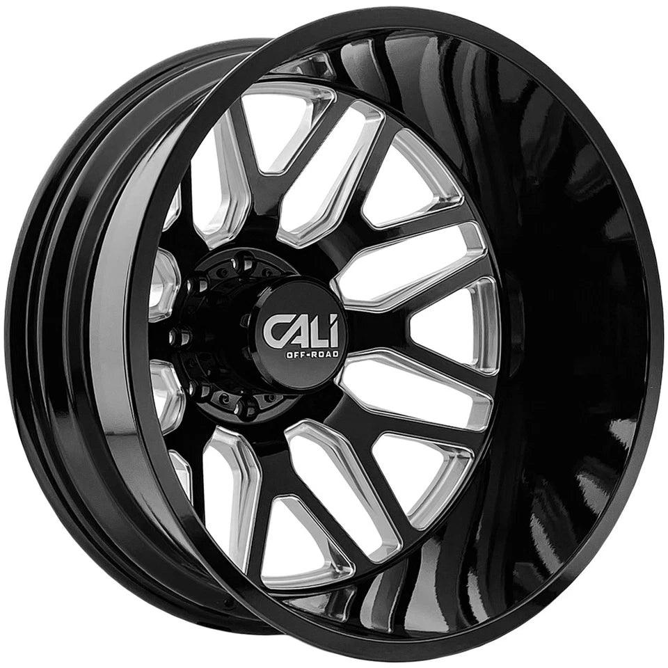 CALI INVADER DUALLY 9115D GLOSS BLACK/MILLED SPOKES 22X8.25 8-210 -192MM 154.2MM