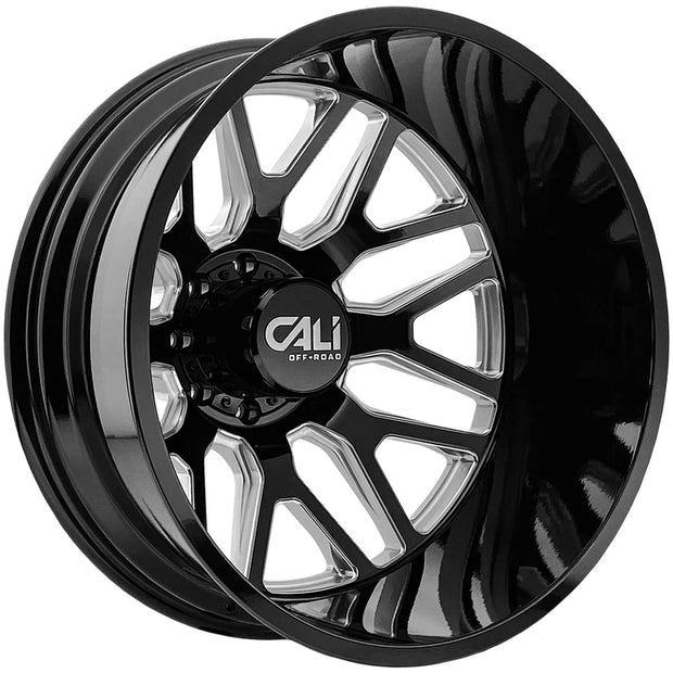 CALI INVADER DUALLY 9115D GLOSS BLACK/MILLED SPOKES 22X8.25 8-200 -232MM 142MM