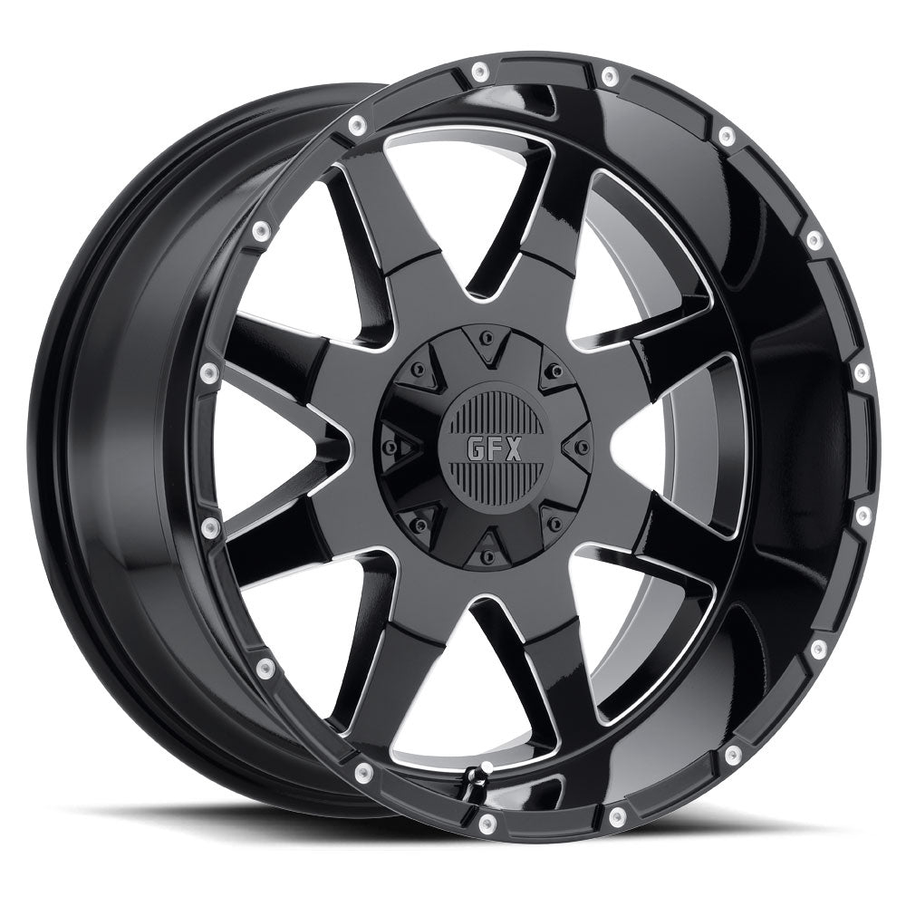 G-FX TR12 17x9 5x114.3/127 CB 73.1 ET 12 Gloss Black Milled - T12 790-5008-12 GBM