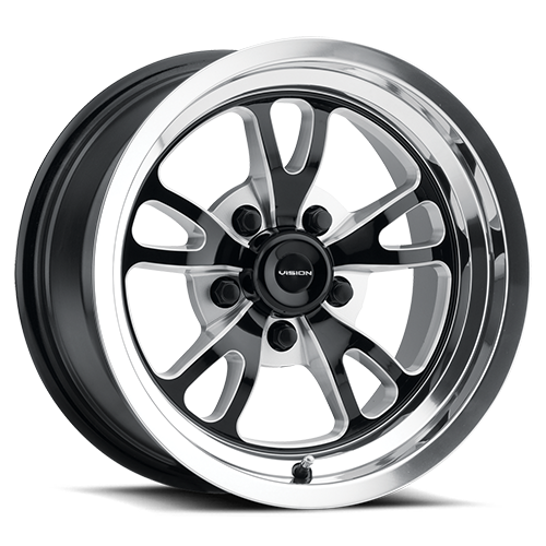 Vision Patriot 15x8 5x114.3 27mm Gloss Black Milled Spoke Polished Lip : 149-5865BMPL27
