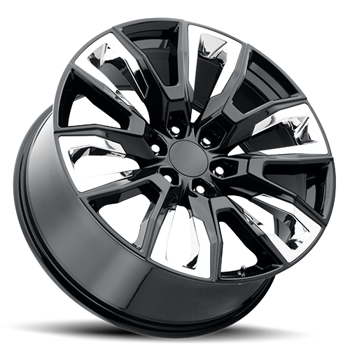 Voxx Replica Denali 4 22x9 6x139.7 ET 28 CB 78.1 Gloss Black w/Chrome Inserts - DN4 229-6139-28 GB