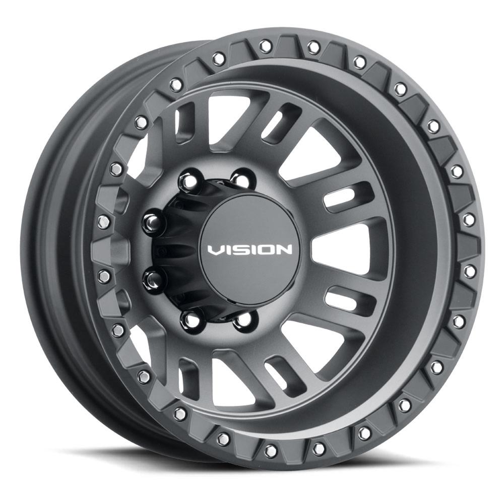 Vision Manx2 Dually 17x6.5 8x210 -143.35mm Satin Grey (Satin Black Lip) : 408-7679SGBLR
