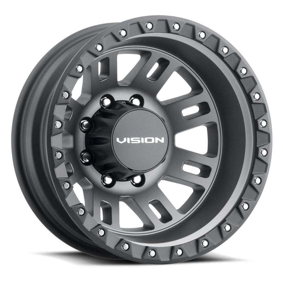 Vision Manx2 Dually 17x6.5 8x210 -143.35mm Satin Grey (Satin Black Lip) : 408-7679SGBLR