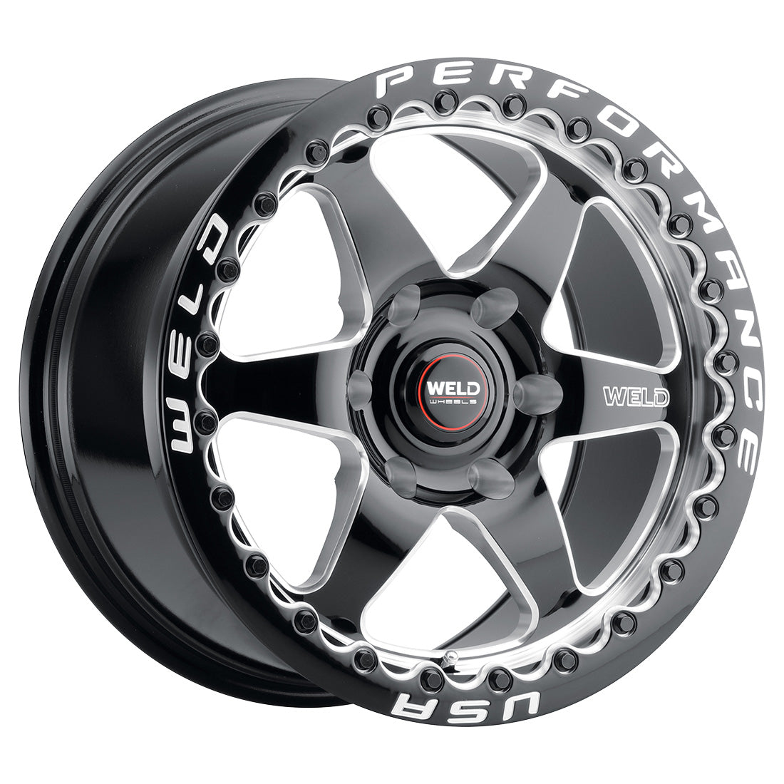 17x9.5 Ventura Six Beadlock 6x127 Et35 Bs6.625 Gloss Blk Mil Dia 78.1 - S90979581P35